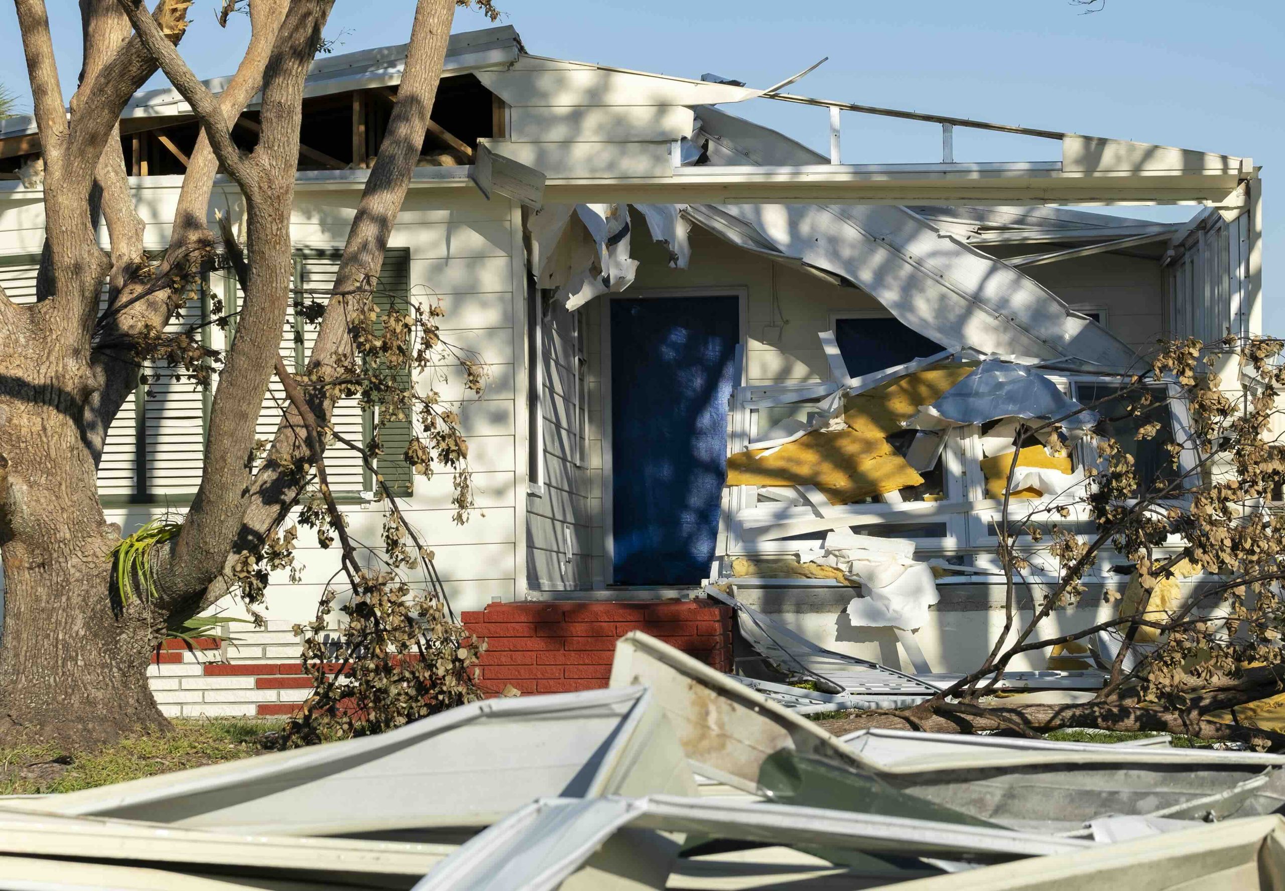 Photo of storm damage prior to a clean up project.