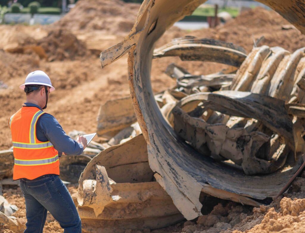 A photo of a construction site prior to cleanup.